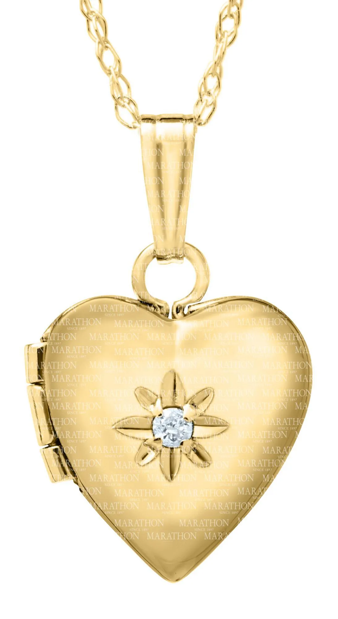 14k Children's Heart Locket Necklace with Diamond