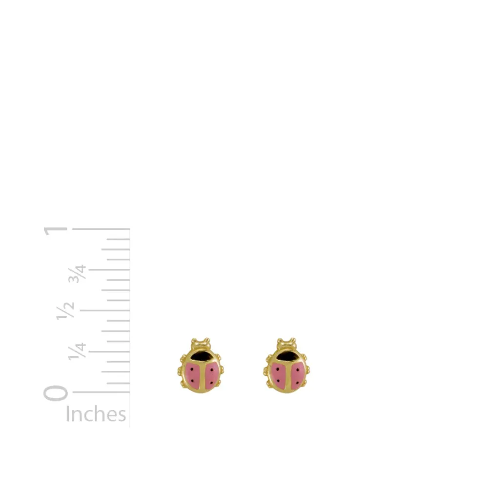 14k Gold Children's Ladybug Stud Earrings