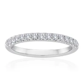 14k Gold Round Pave Set Diamond Wedding Band