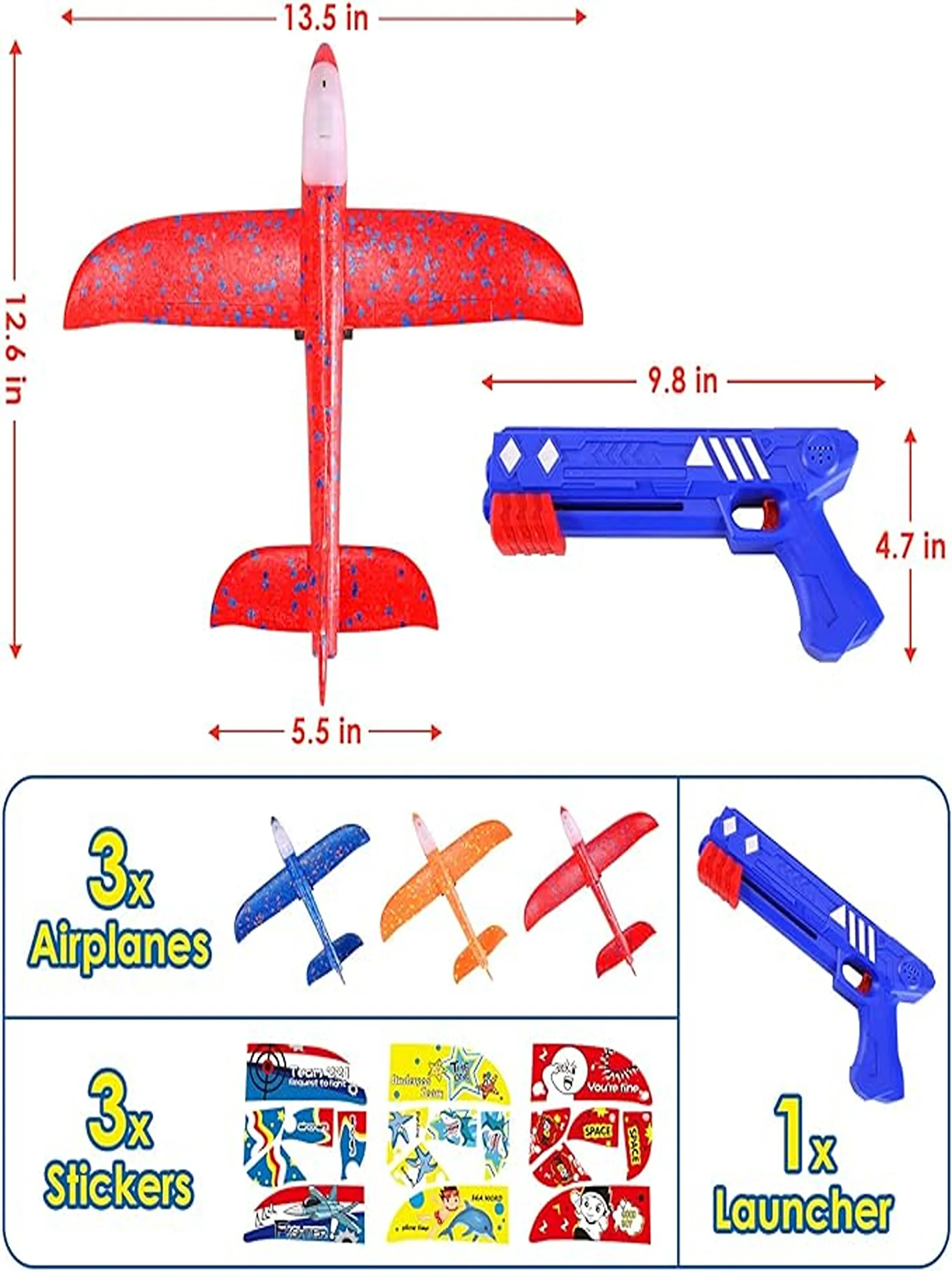 3 Pack Airplane Launcher Toy