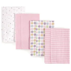 4-Pack Pink Flannel Burp Cloths 01705