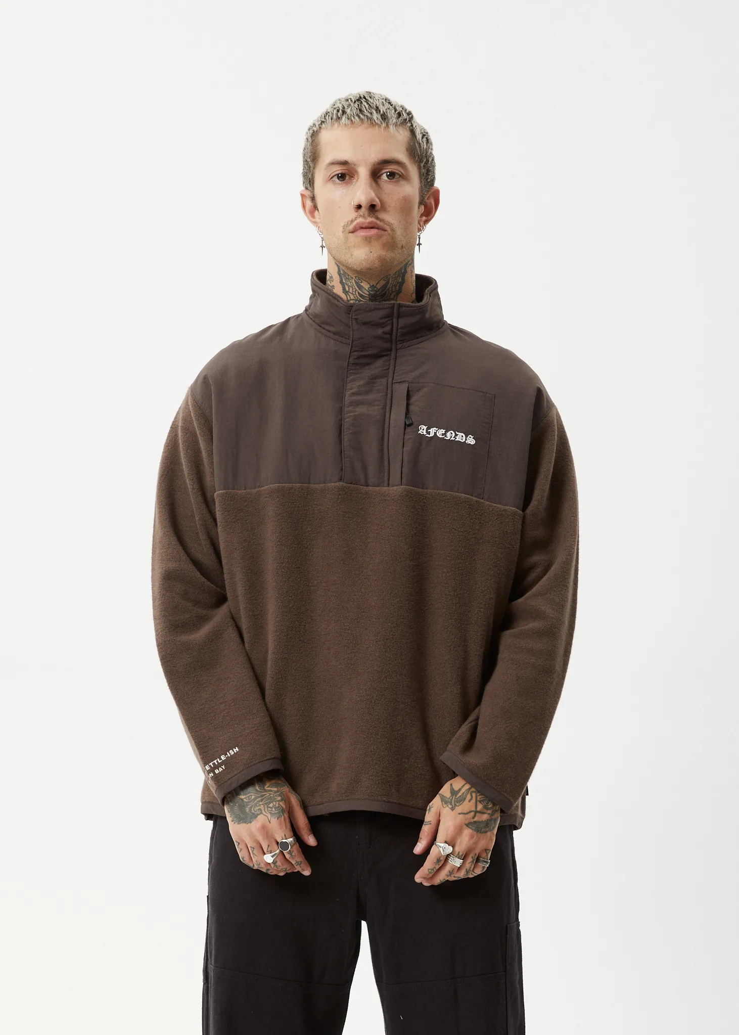 AFENDS Mens Gothic - Fleece Pullover - Coffee