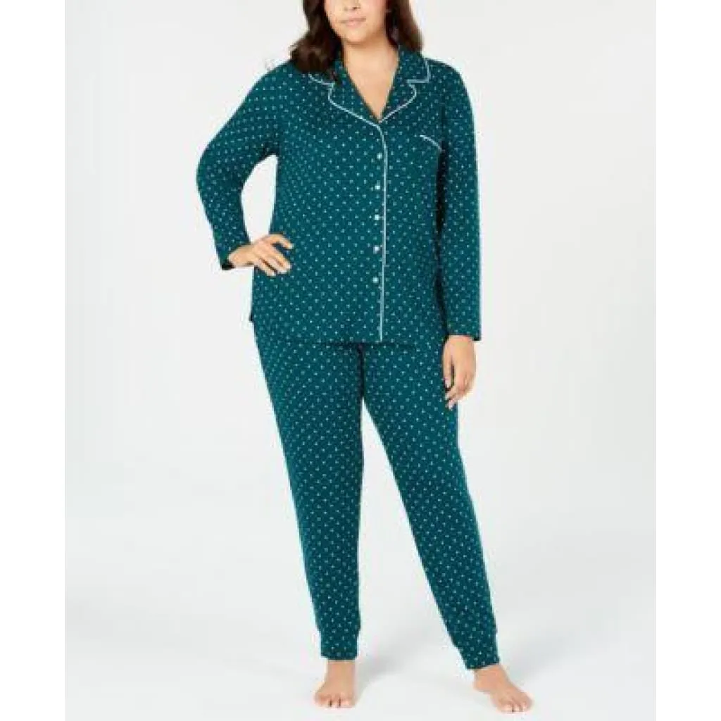 Alfani Super-Soft Pajama Set XXXL 3XL Polka Dot Green