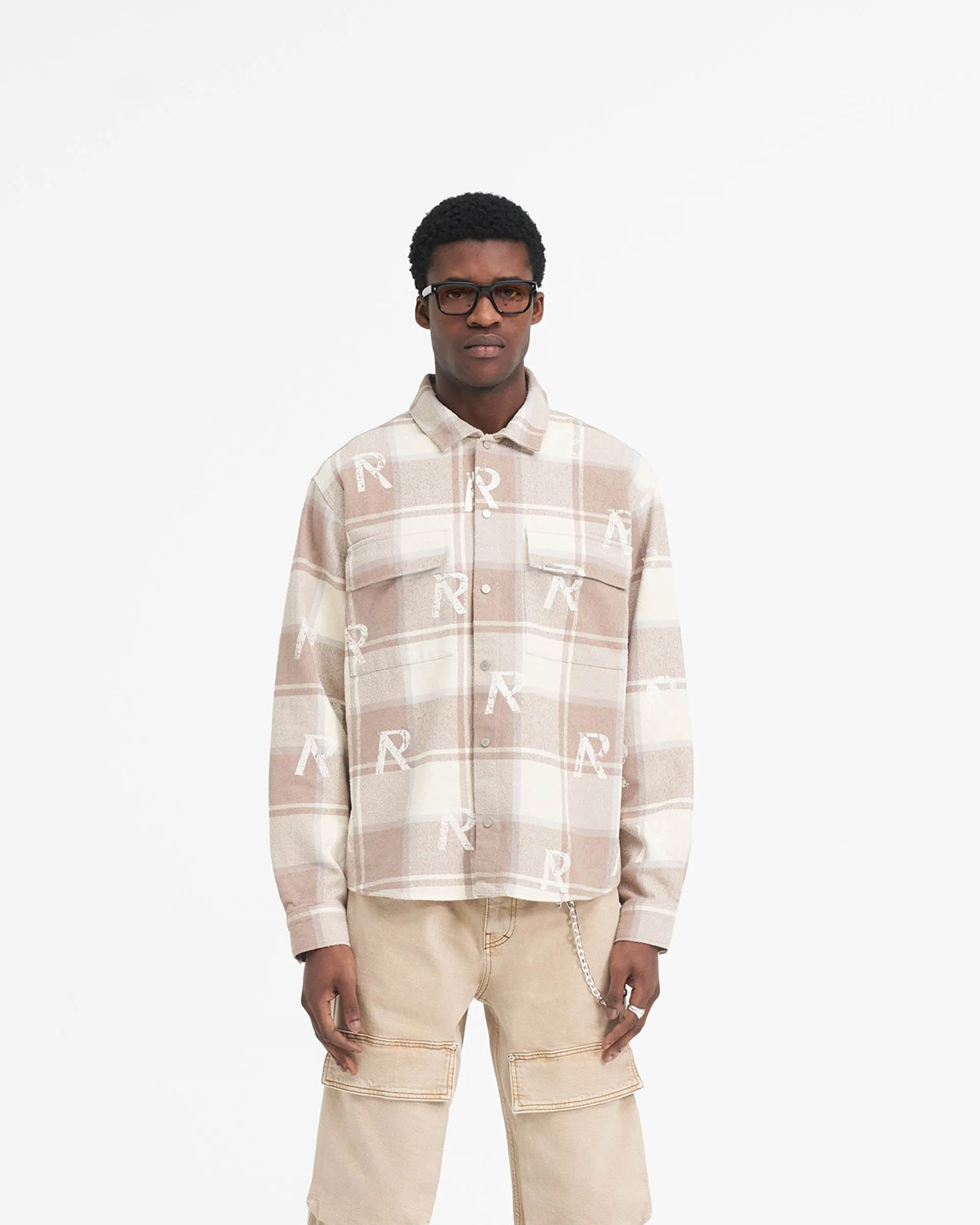 All Over Initial Flannel Shirt - Cashmere