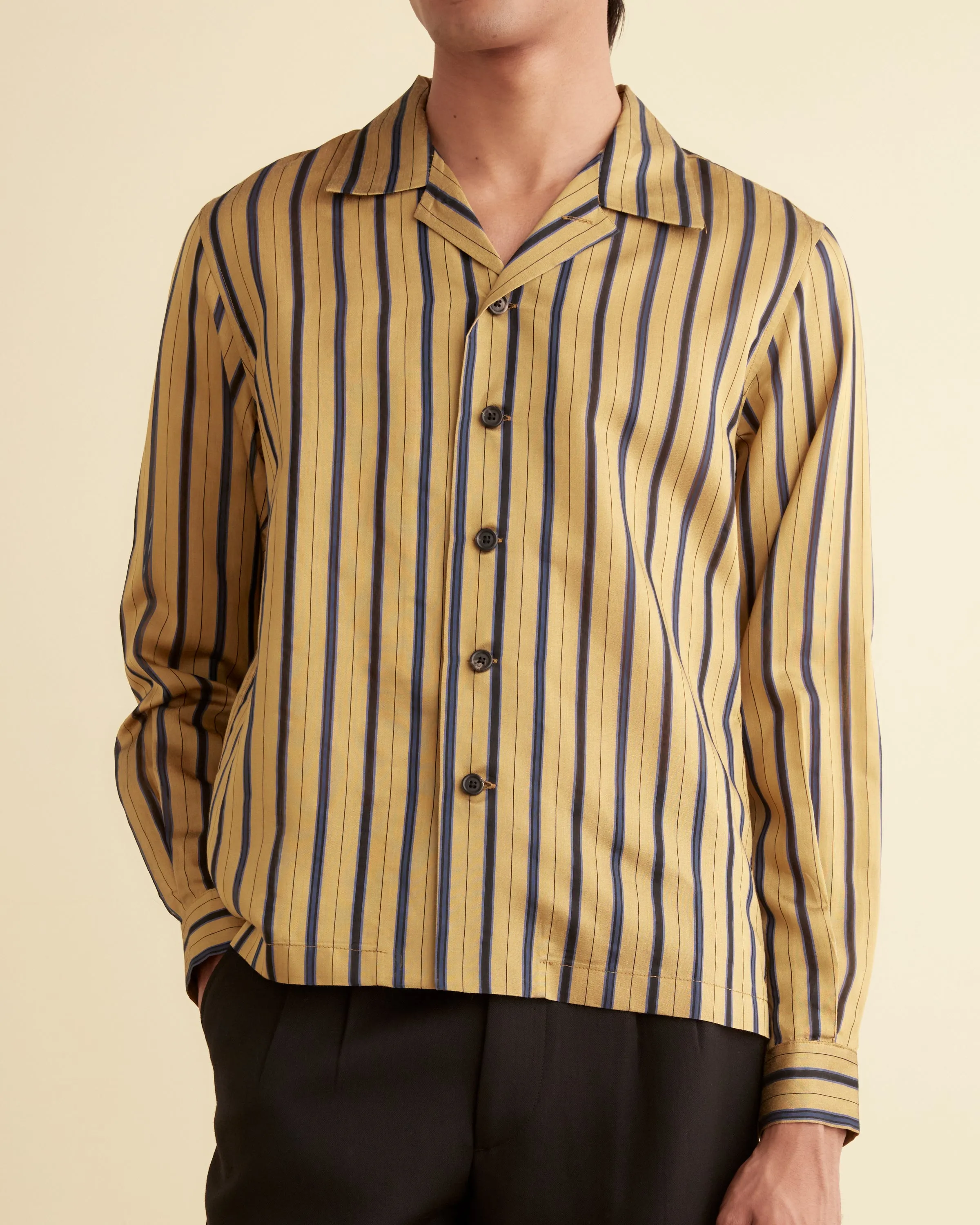 Alumni Stripe Long Sleeve Shirt - Yellow