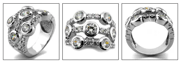 Anniversary Bezel Set Bubble Cubic Zirconia Cz Ring