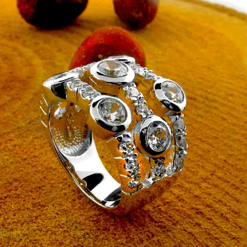 Anniversary Bezel Set Bubble Cubic Zirconia Cz Ring