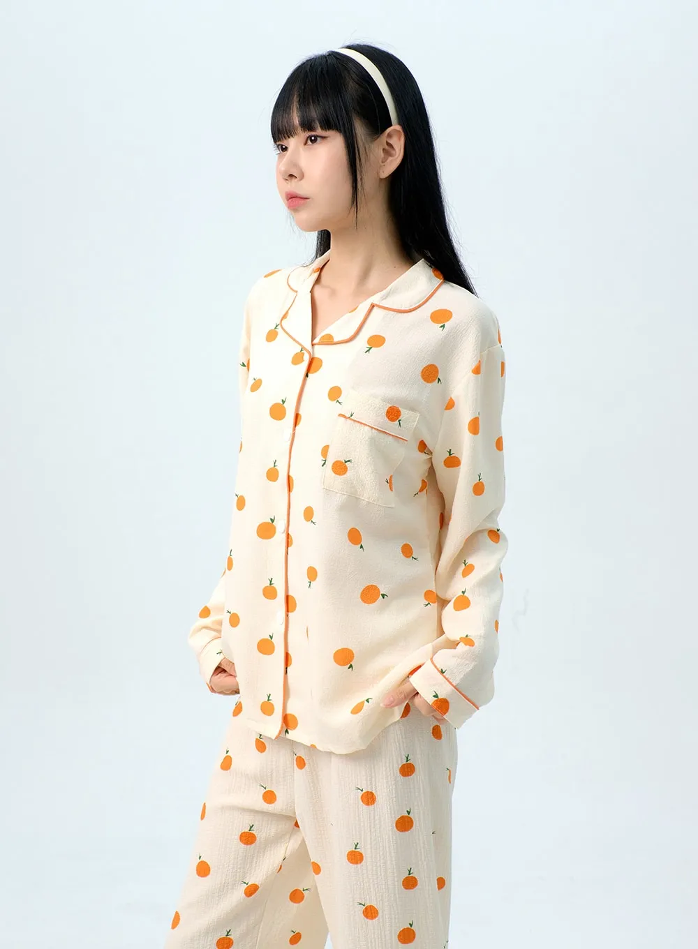 Apricot Pattern Pajama Set IG313