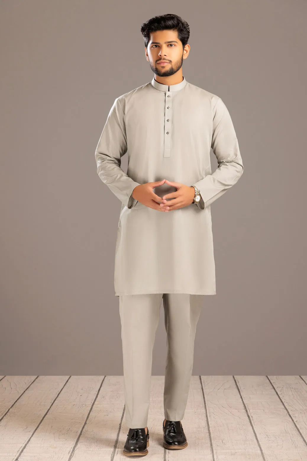 ASH GRY-BLENDED-Kurta Pajama Trouser- (KSS23-059)