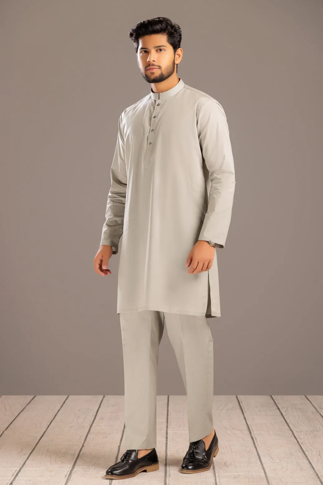 ASH GRY-BLENDED-Kurta Pajama Trouser- (KSS23-059)