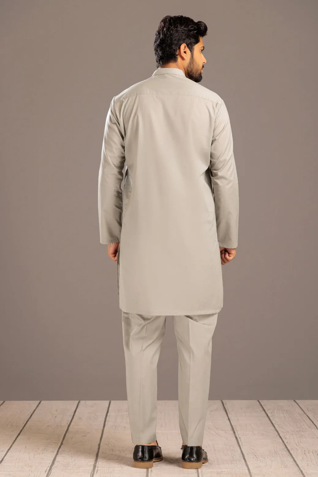 ASH GRY-BLENDED-Kurta Pajama Trouser- (KSS23-059)