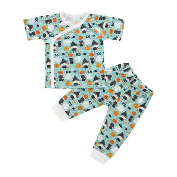 Bamberry Short Sleeves Kimono Pajama Set - Halloween Aqua