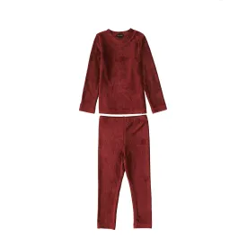 Bamboo Burgundy Velour Ribbed Pajama Set