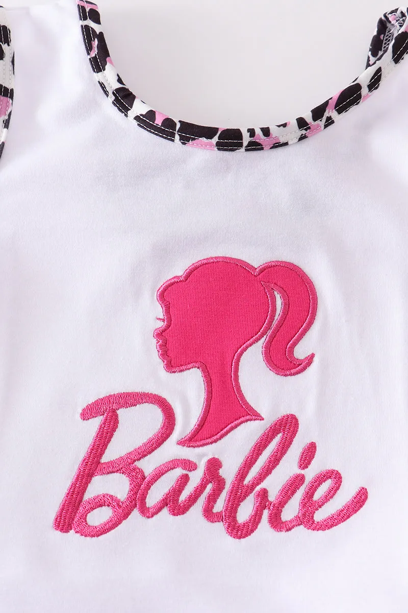 Barbie applique leopard girl set