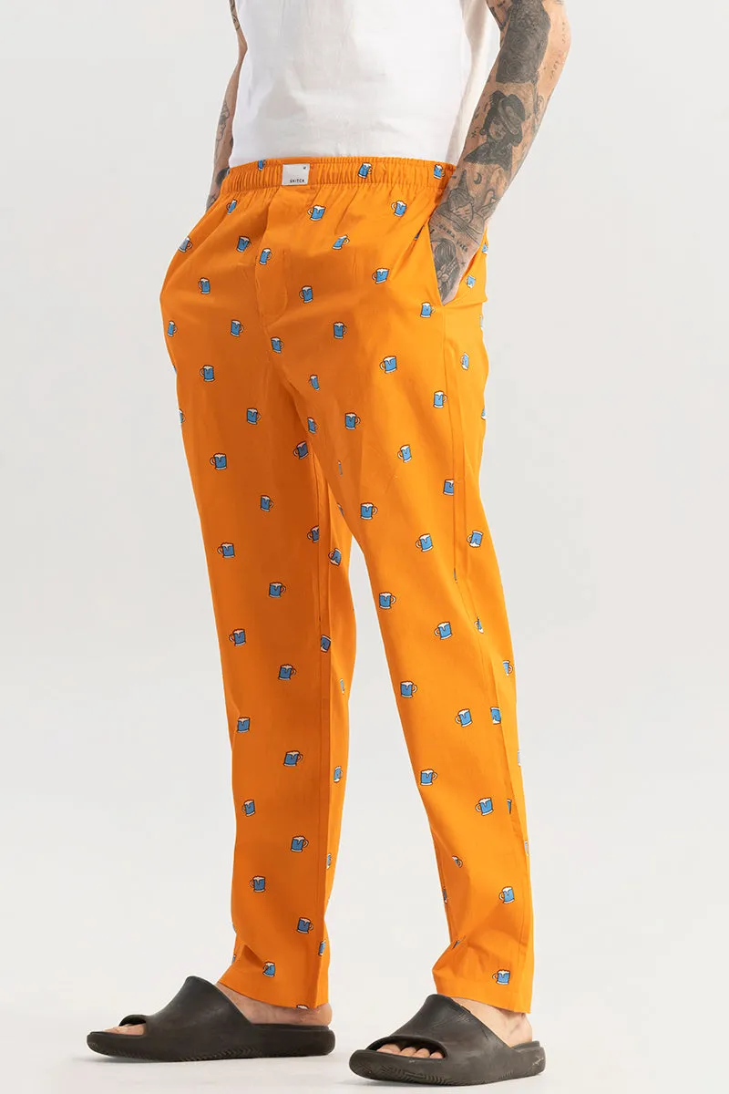 Beer Print Orange Pyjama