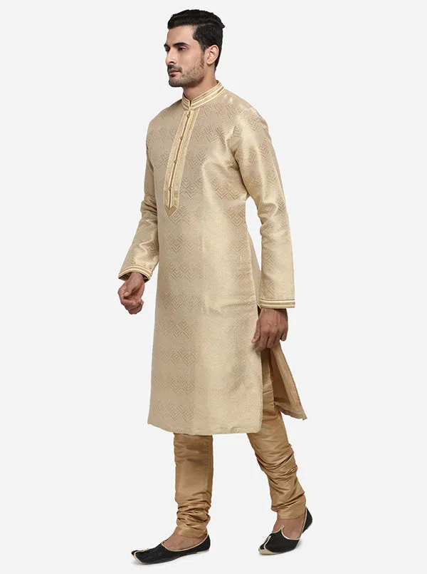 Beige & Golden Kurta Set | Azania