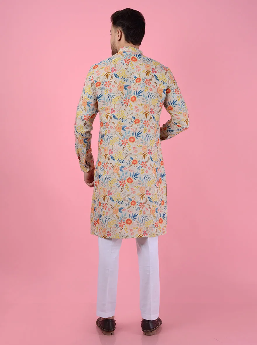 Beige Multi Kurta Pajama | TULA