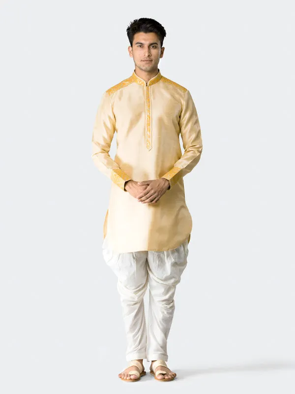 Beige Textured Kurta Set