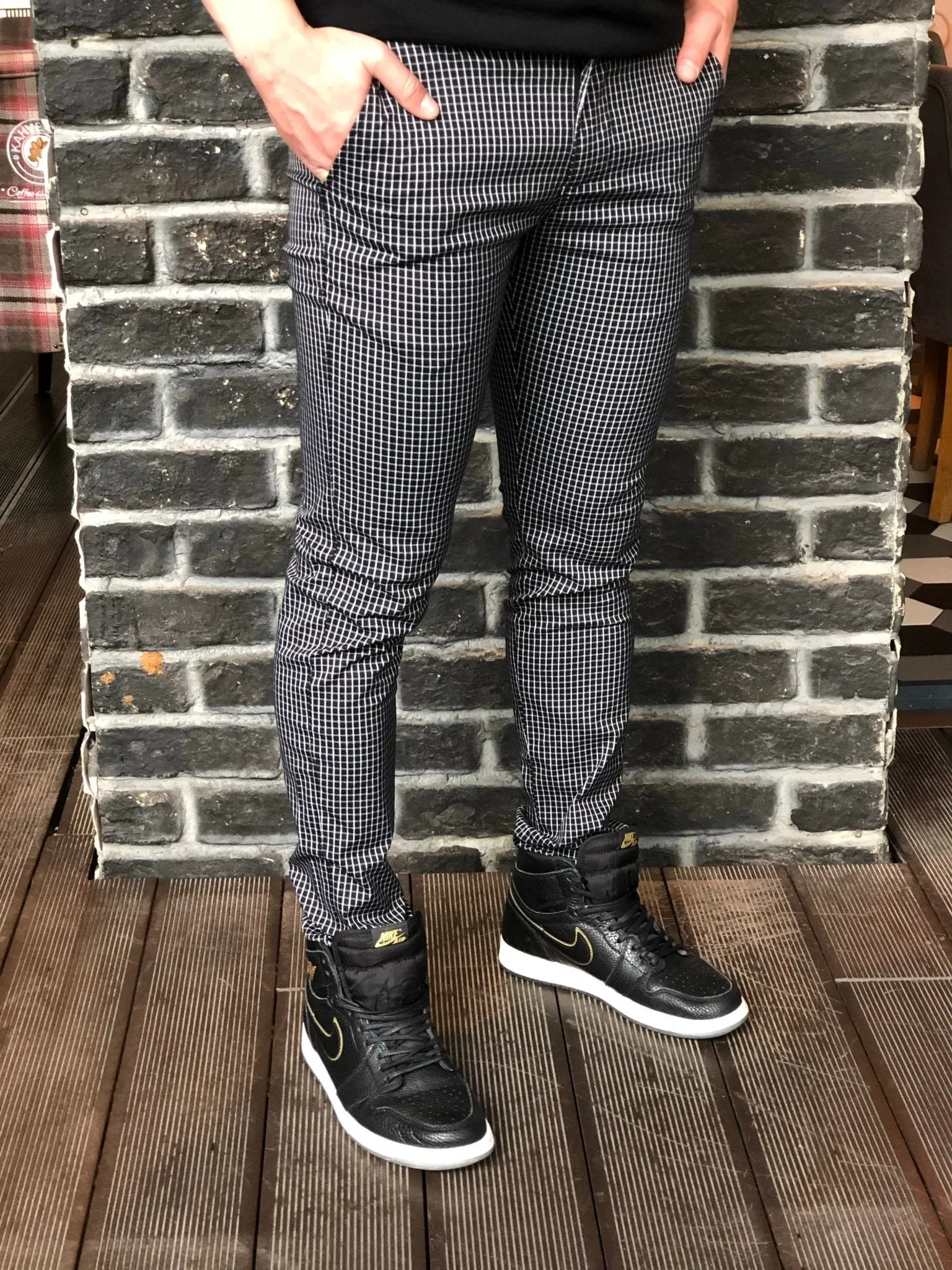 Black Pattern Slim Fit Casual Mens Pant DJ182 Mens Pant