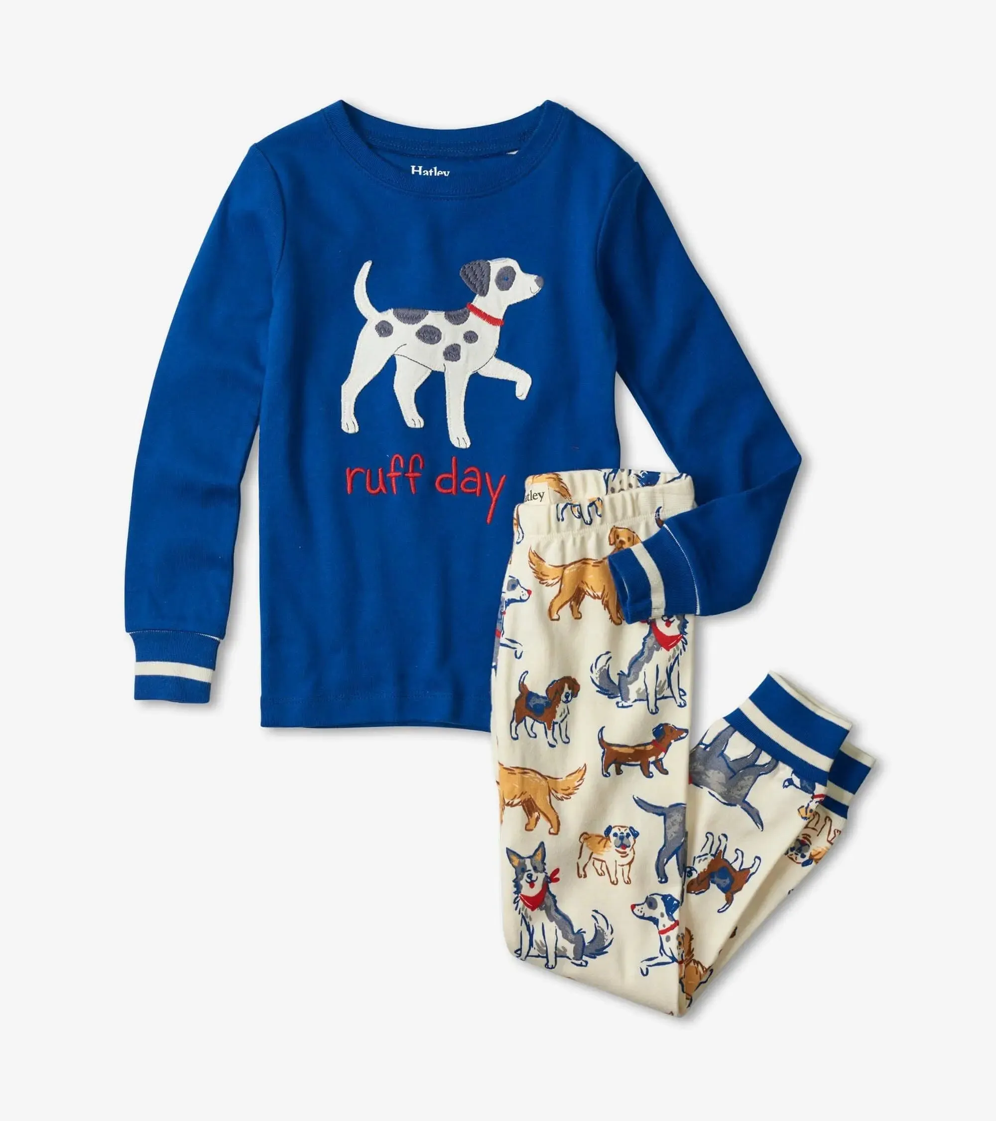 Blue Pups Organic Cotton Applique Pajama Set | Hatley