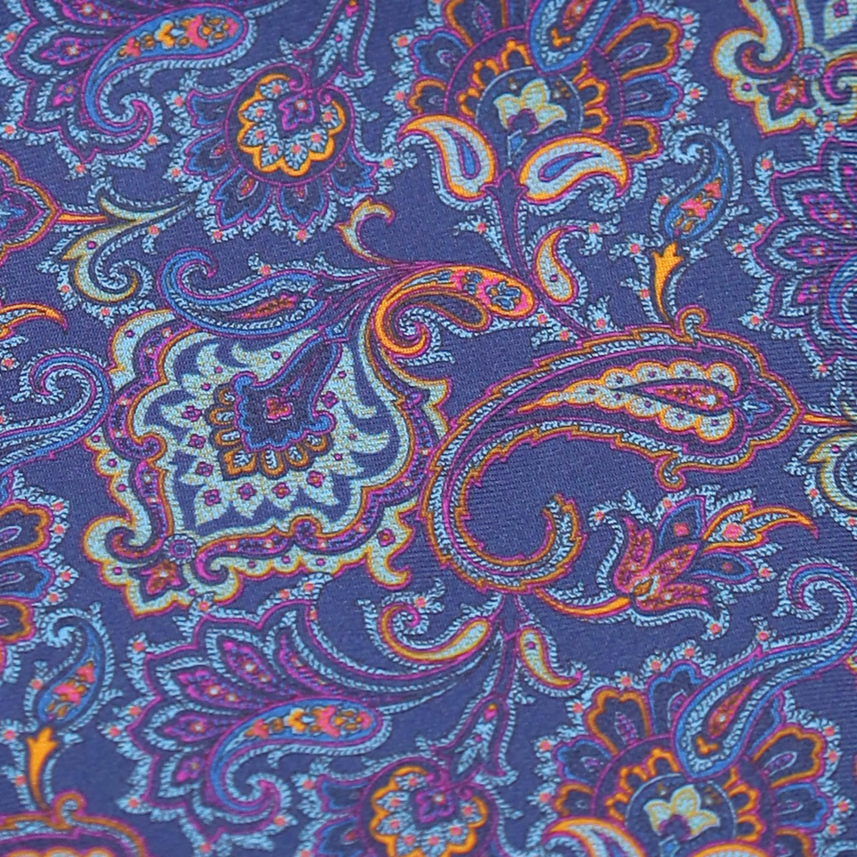 BLUE WITH ORANGE AND SKY PAISLEY SILK TIE