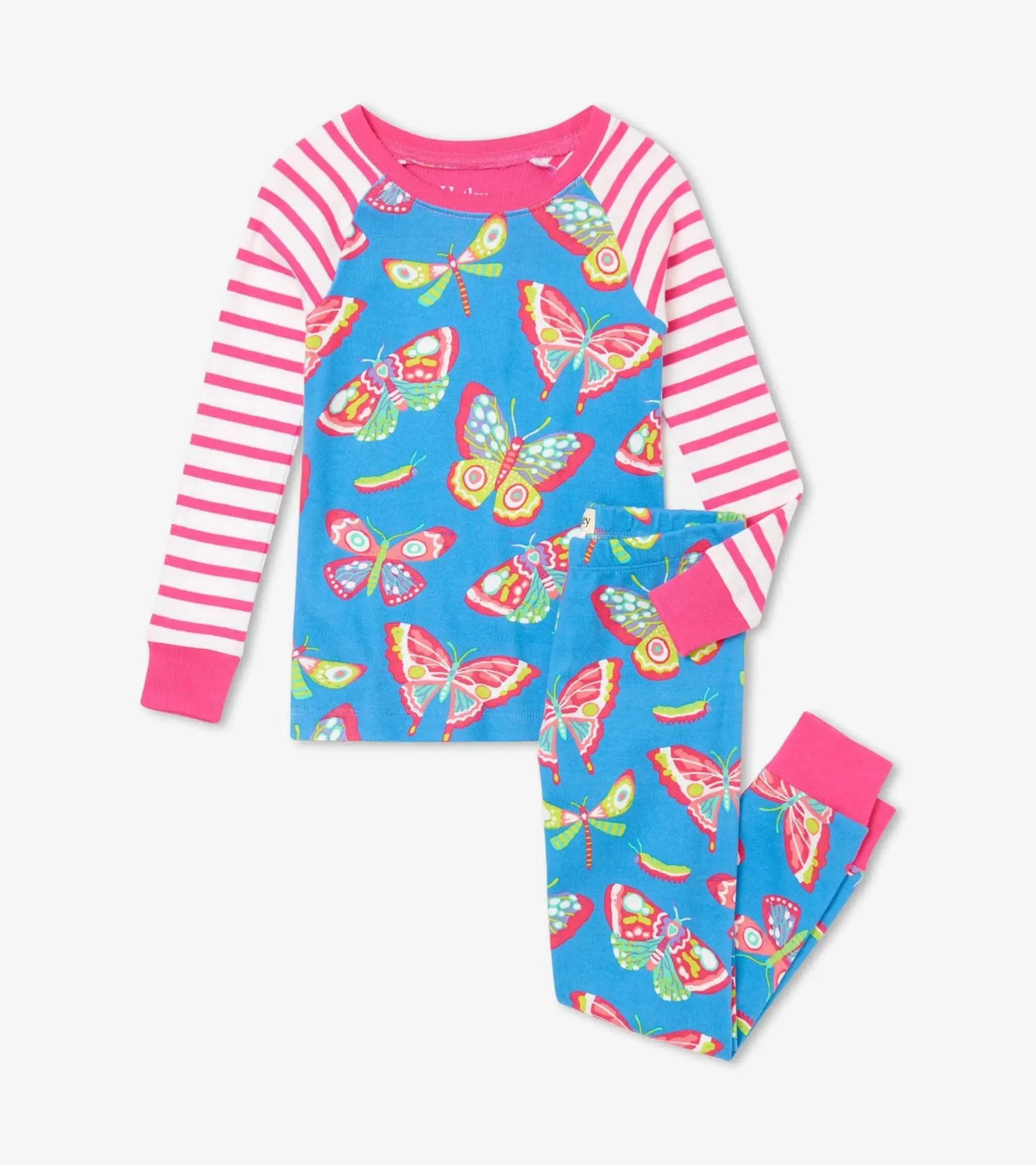 Botanical Butterflies Organic Cotton Raglan Girls Pajama Set | Hatley