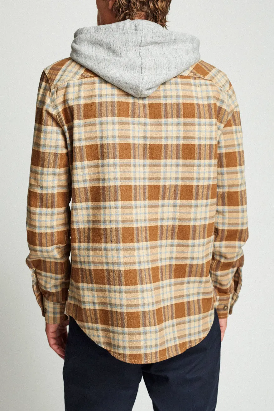 Bowery Hood L/S Flannel - Copper/Natural