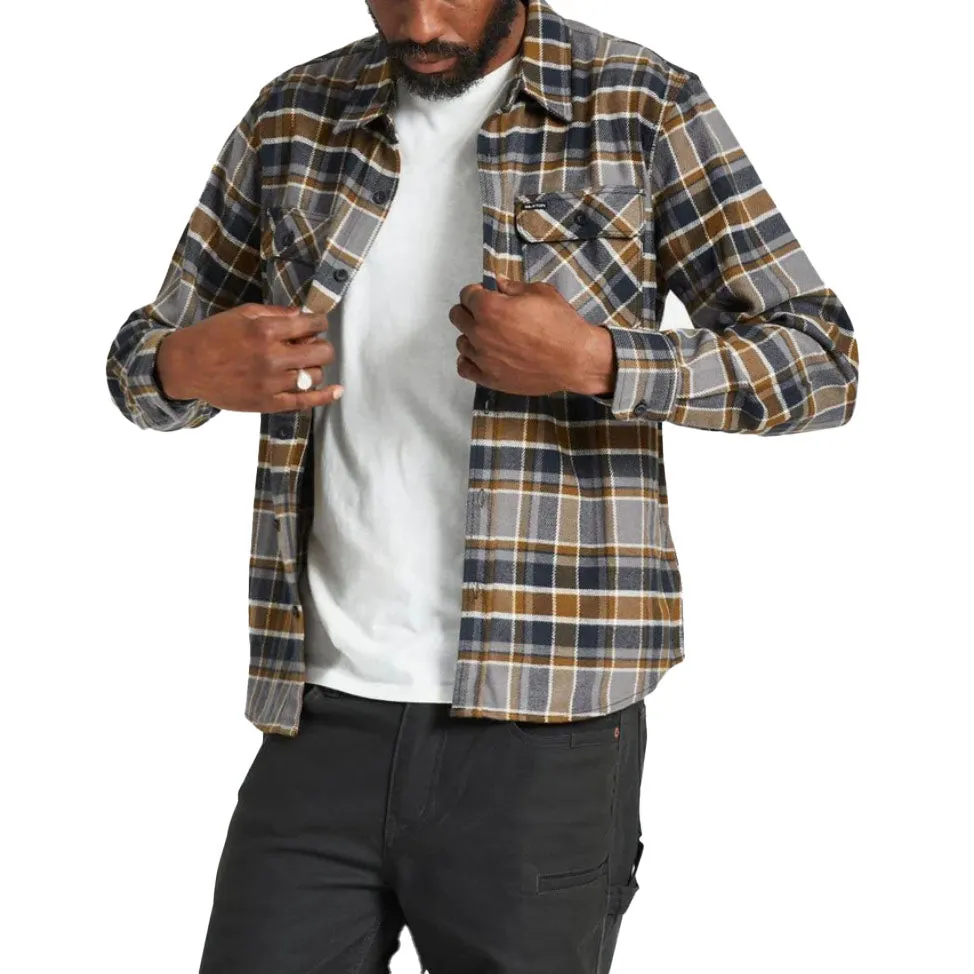 BOWERY L/S FLANNEL BLACK/DESERT PALM/BEIGE