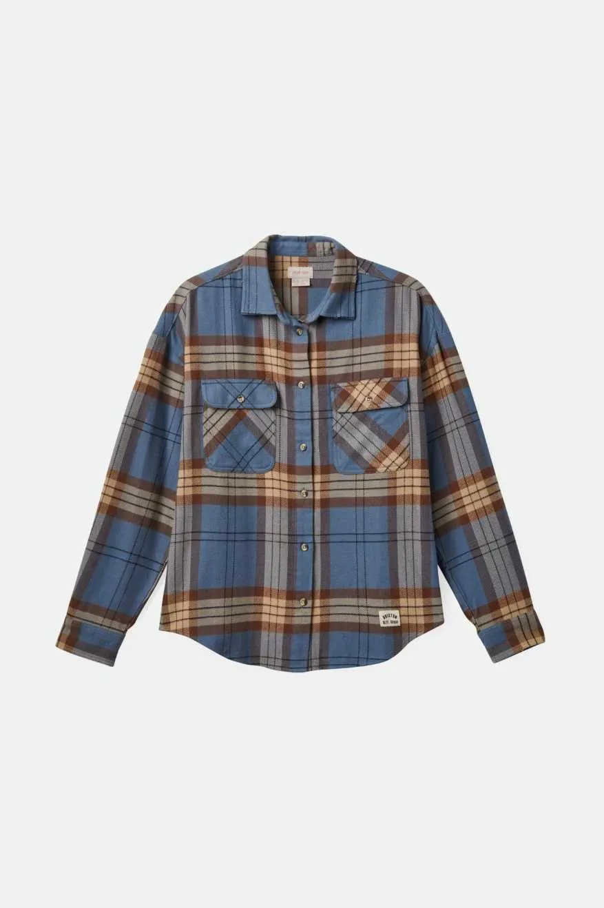 Bowery Women's Classic L/S Flannel - Flint Blue/Pinecone Brown Plaid