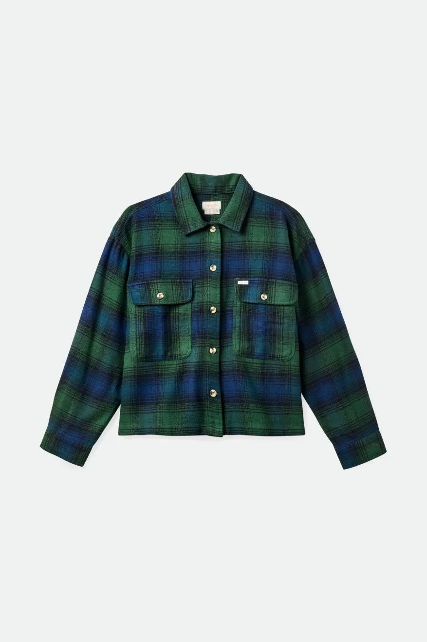 Bowery Women's L/S Flannel - Pine Needle/Deep Sea