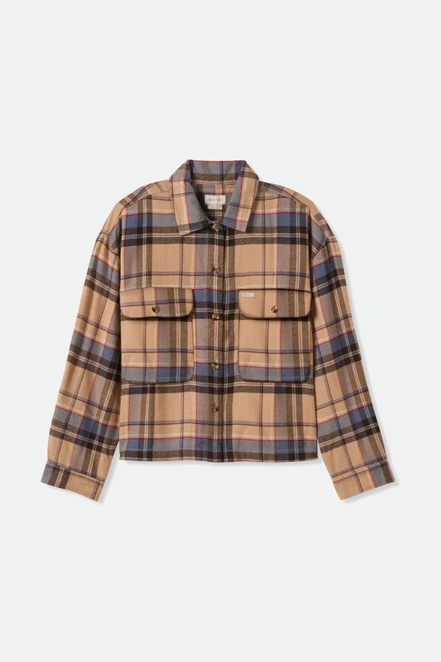 Bowery Women's L/S Flannel - Sesame/Flint Blue