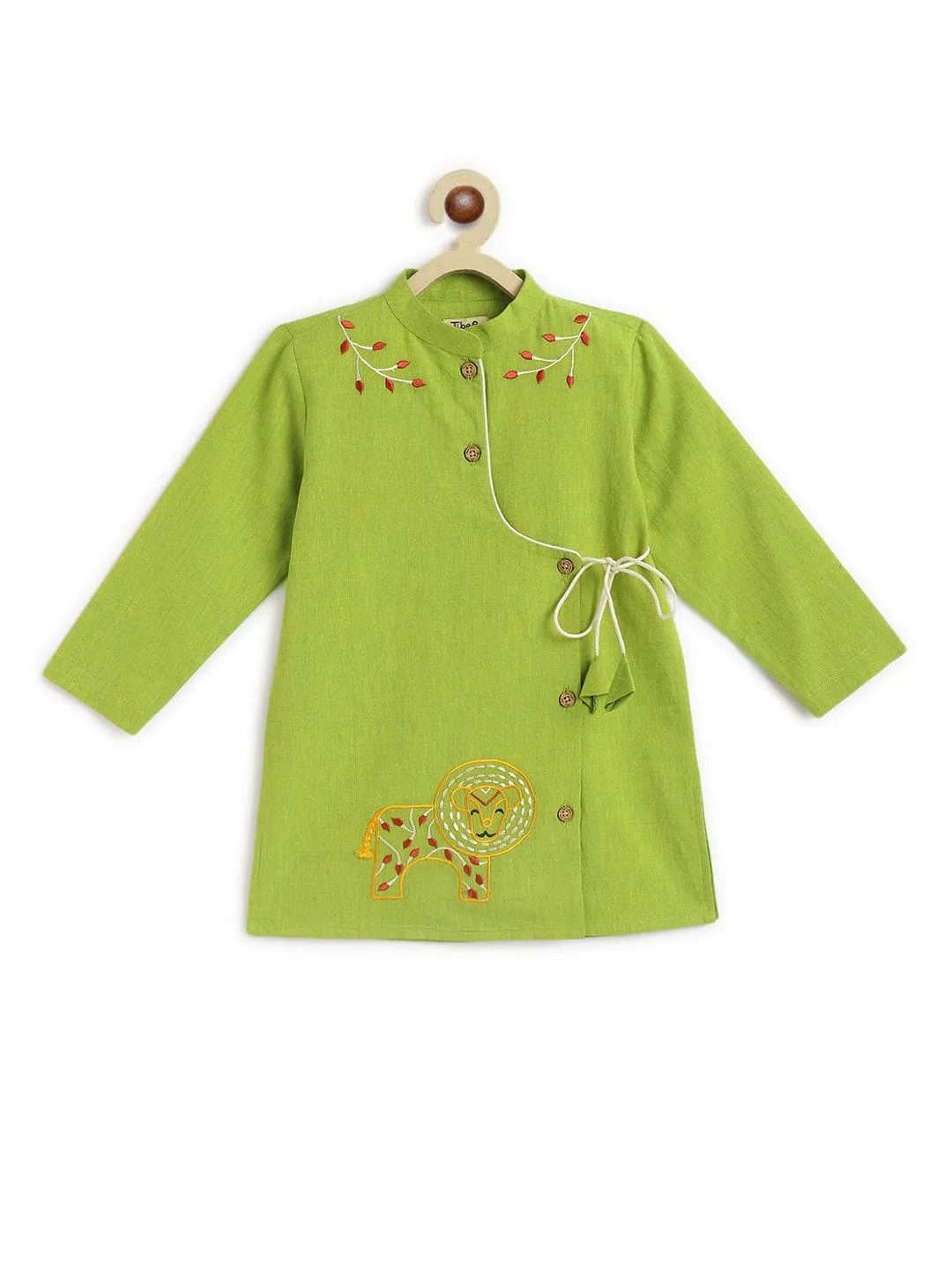 Boy Lion Kurta Pyjama Set - Green