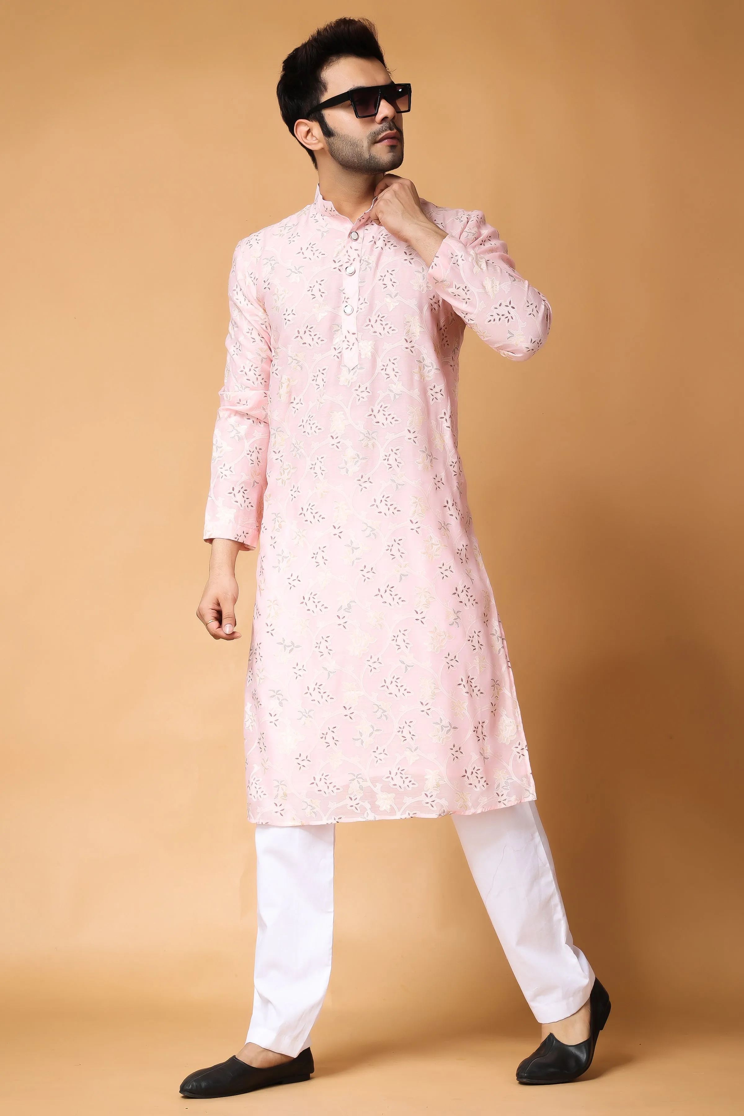 Breezy Pink Printed Kurta Pajama