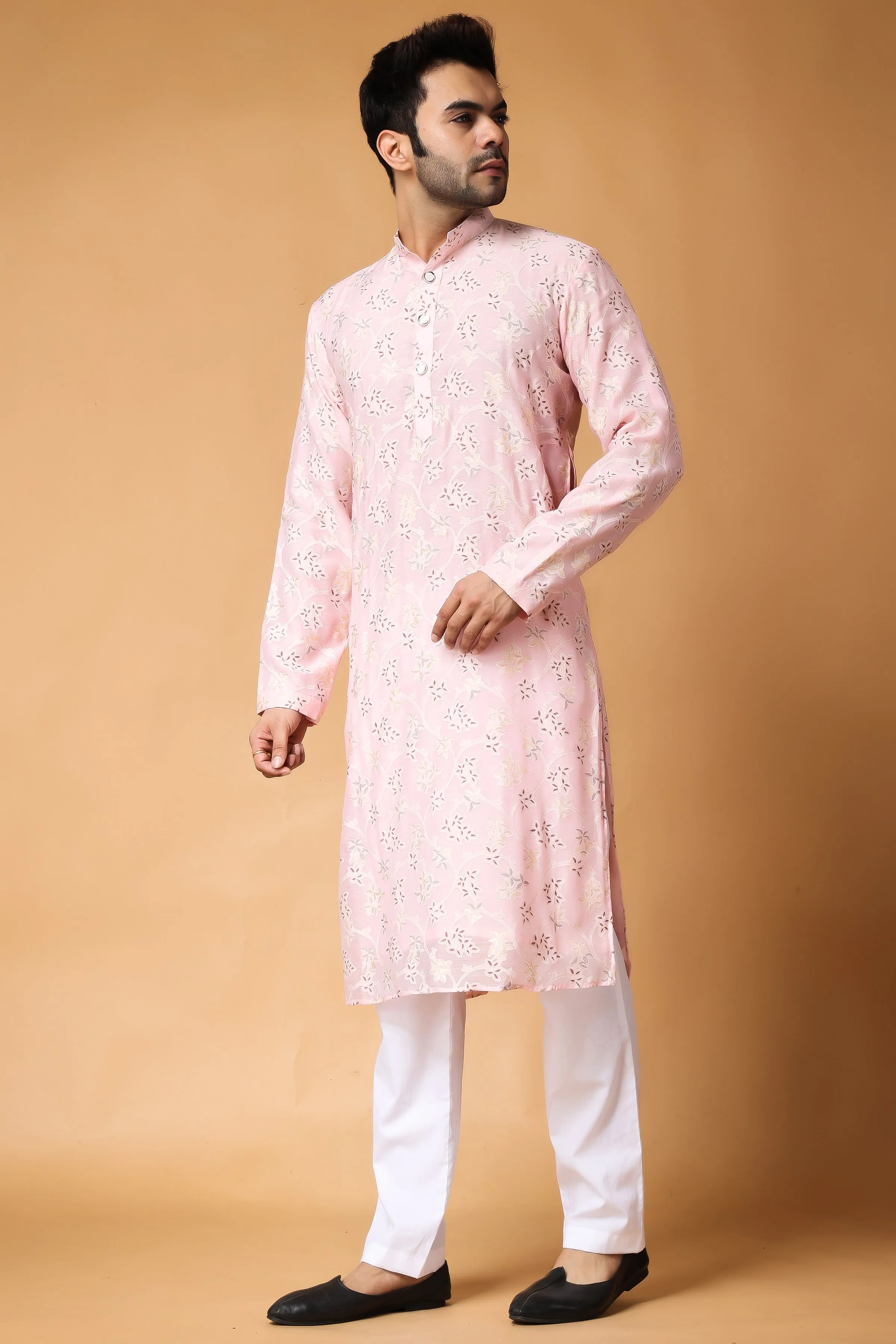 Breezy Pink Printed Kurta Pajama