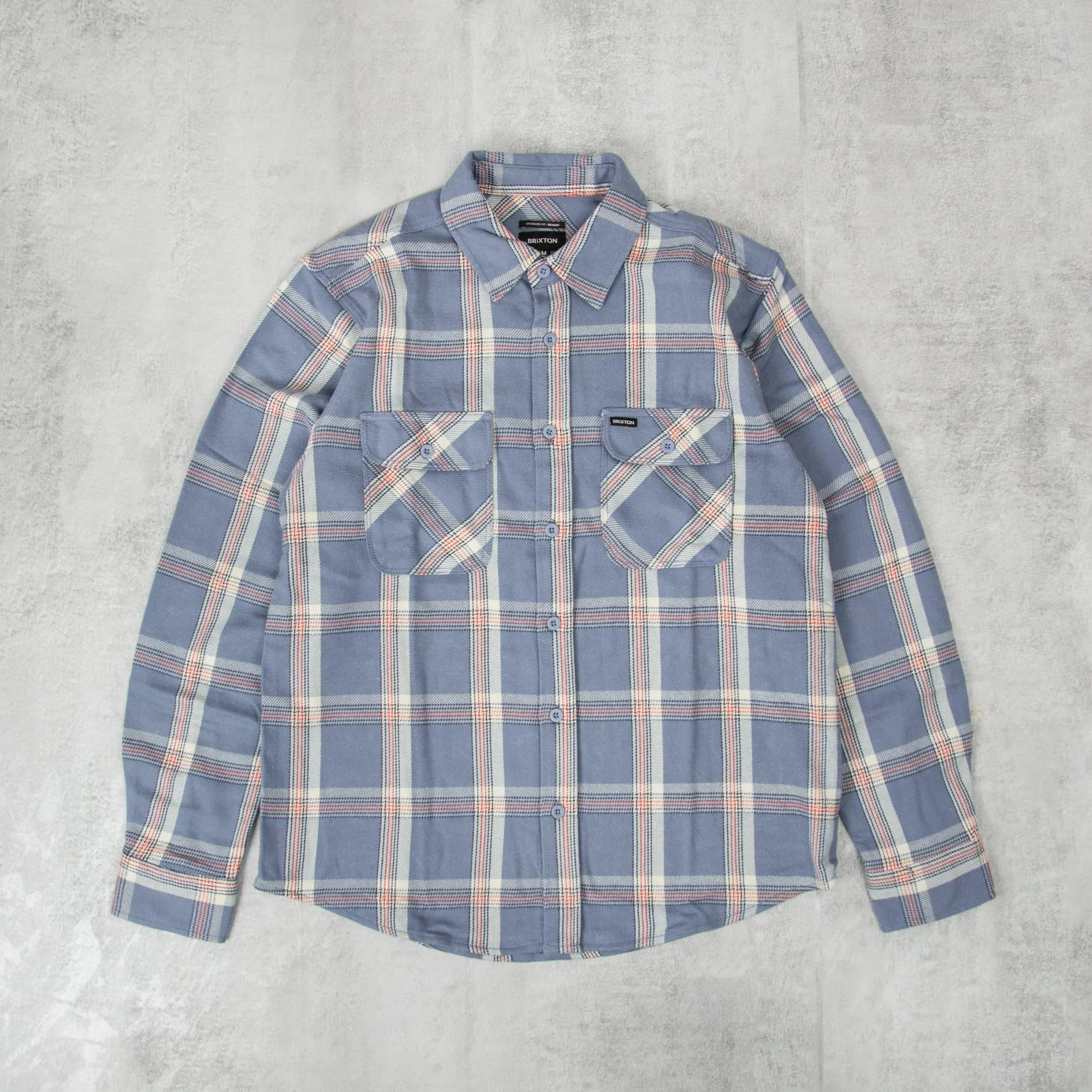 Brixton Bowery Stretch Flannel - Flint Blue / Grey