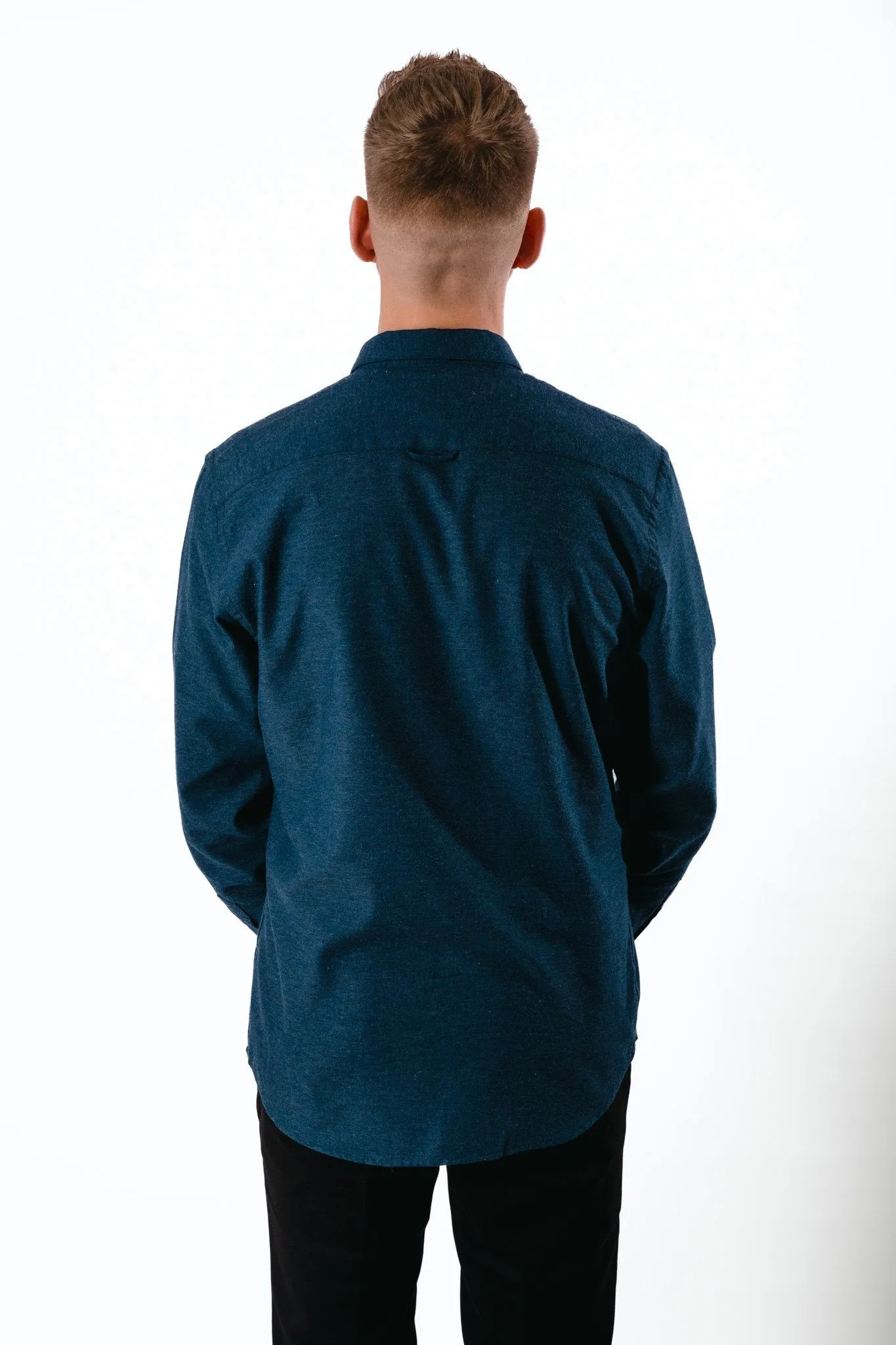 Brok Flannel Melange Skjorte - Dark Navy