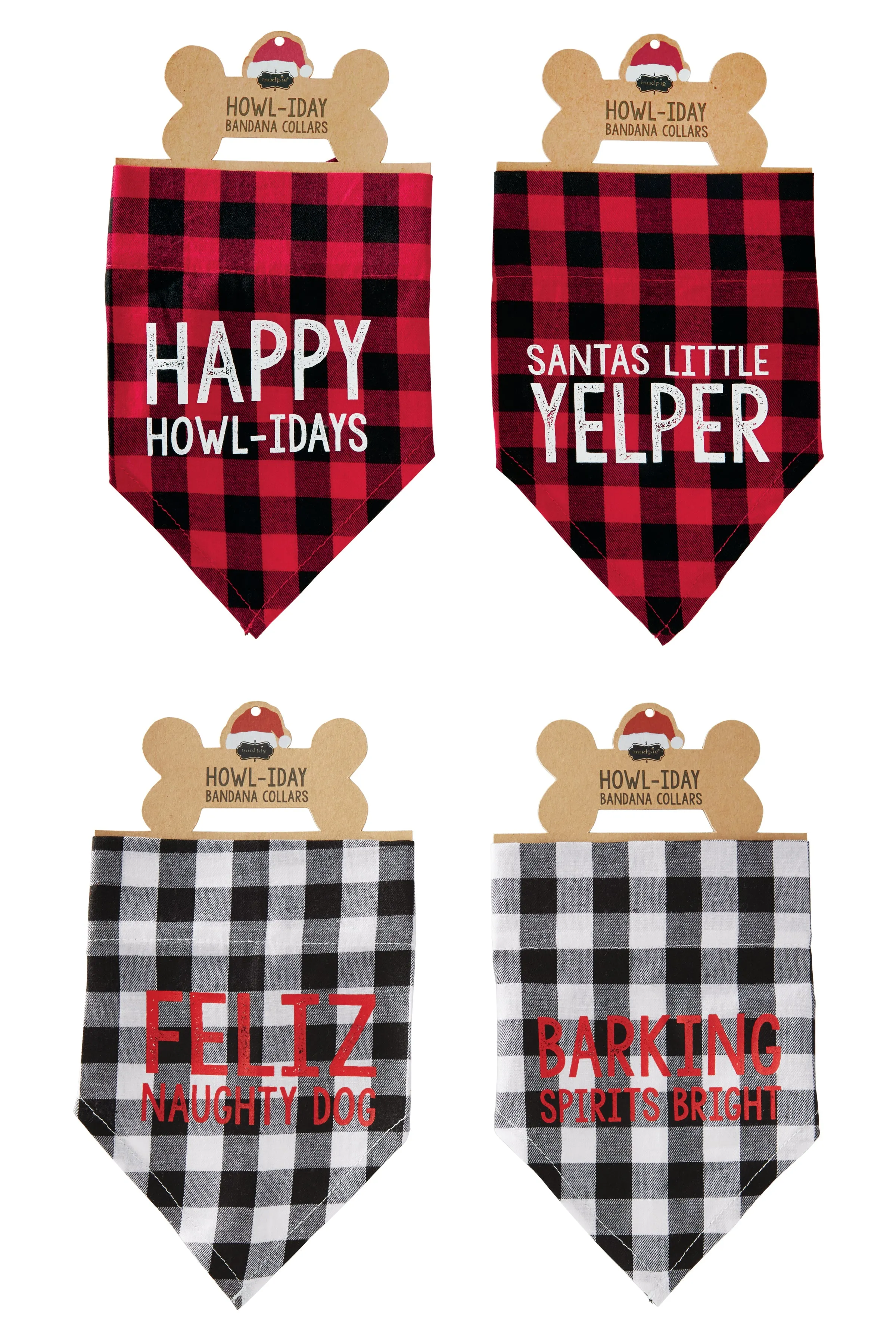 Buffalo Check Holiday Dog Bandanas - Mudpie Fall Puppy Collar