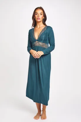 Butterfly Modal Long Sleeve Nightdress Deep Forest