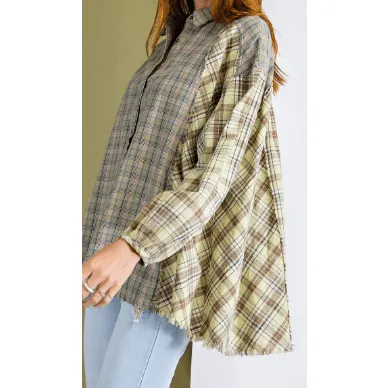 button down Cotton Shirt in multi plaid fabrics