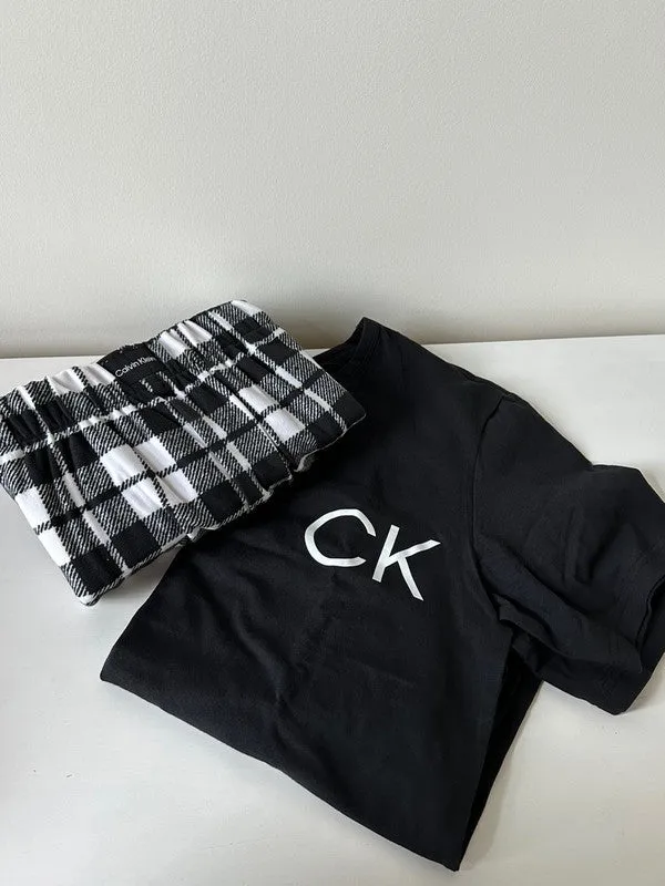 Calvin Klein Men's sleepwear 2 Piece Pajama Set Black/Black Plaid NP2616O 110