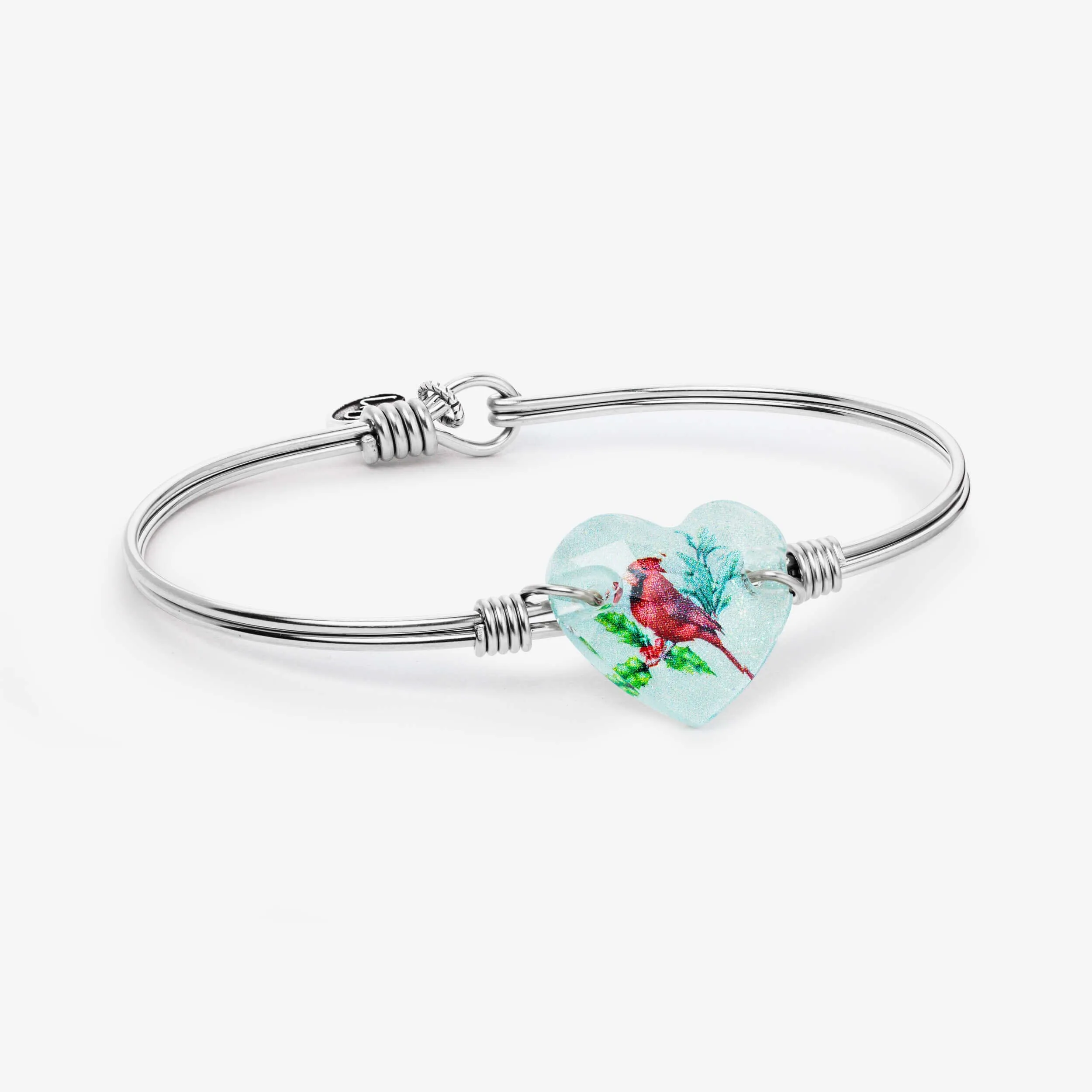 Cardinal Crystal Heart Bangle Bracelet