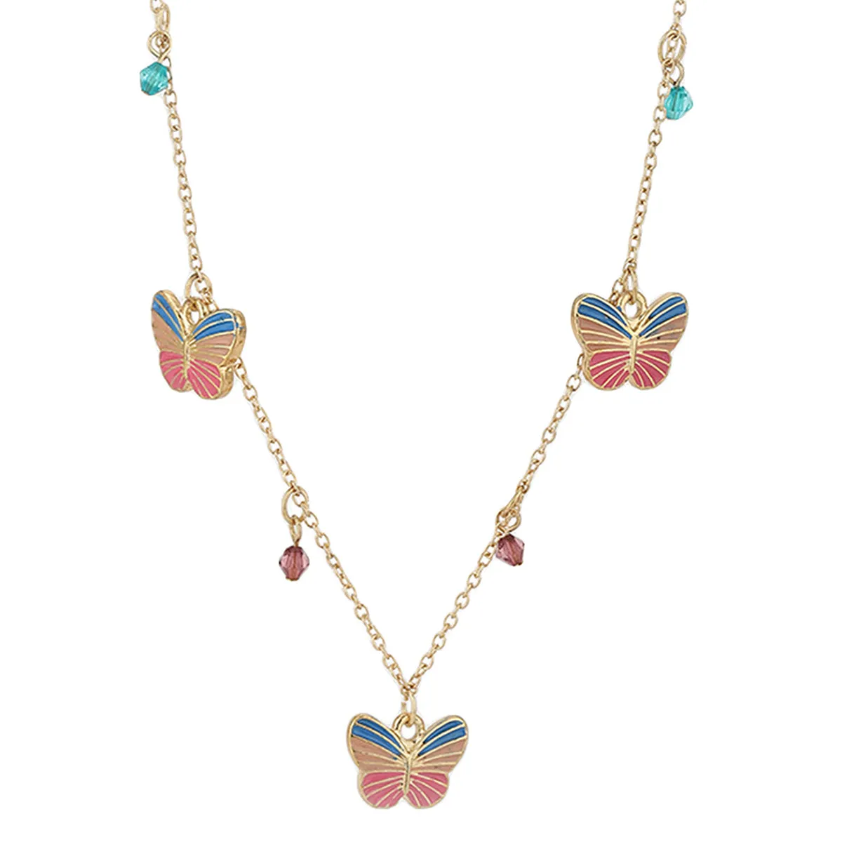 Carlton London Girls Gold-Plated Pink & Turquoise Blue Jewellery Set Kjs031