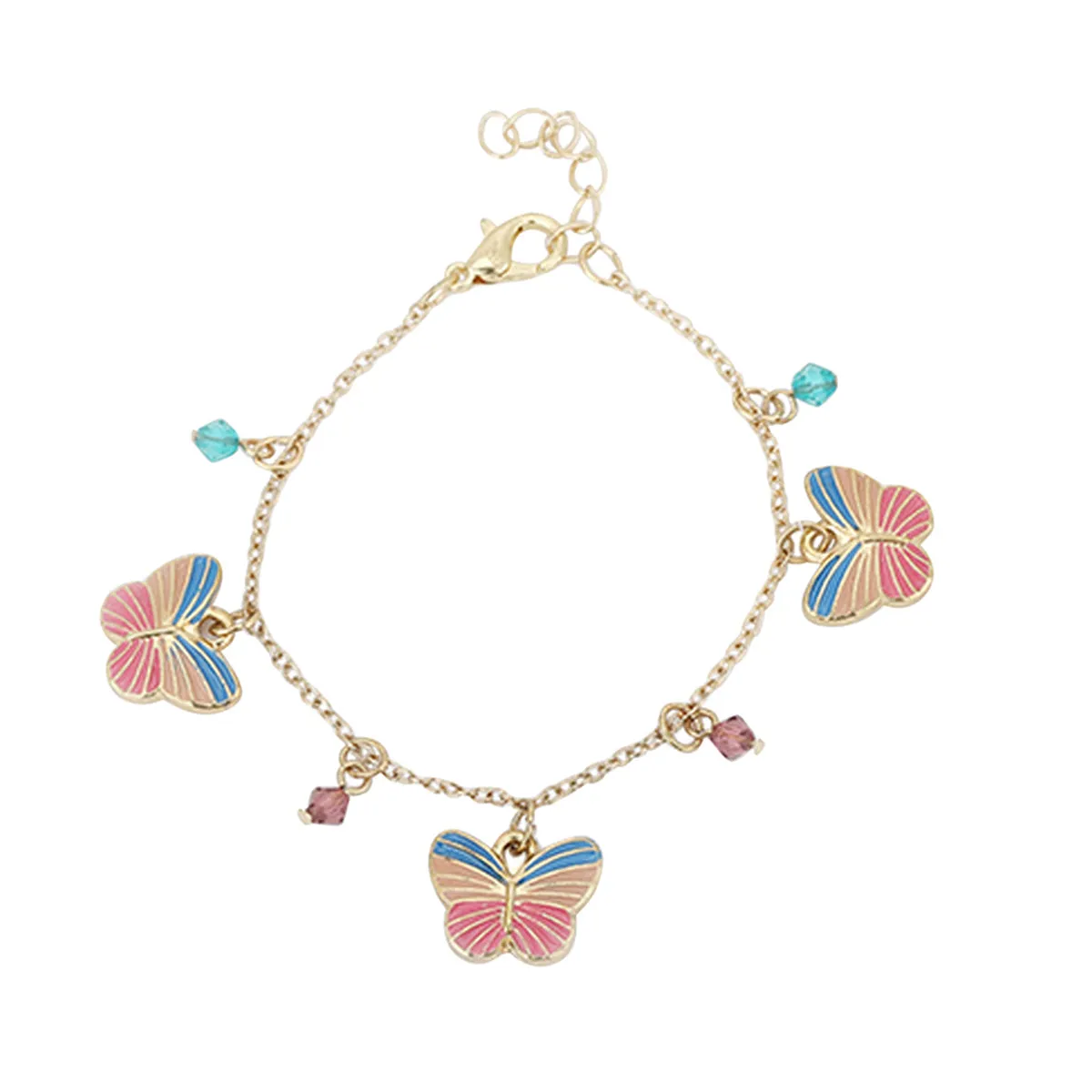 Carlton London Girls Gold-Plated Pink & Turquoise Blue Jewellery Set Kjs031