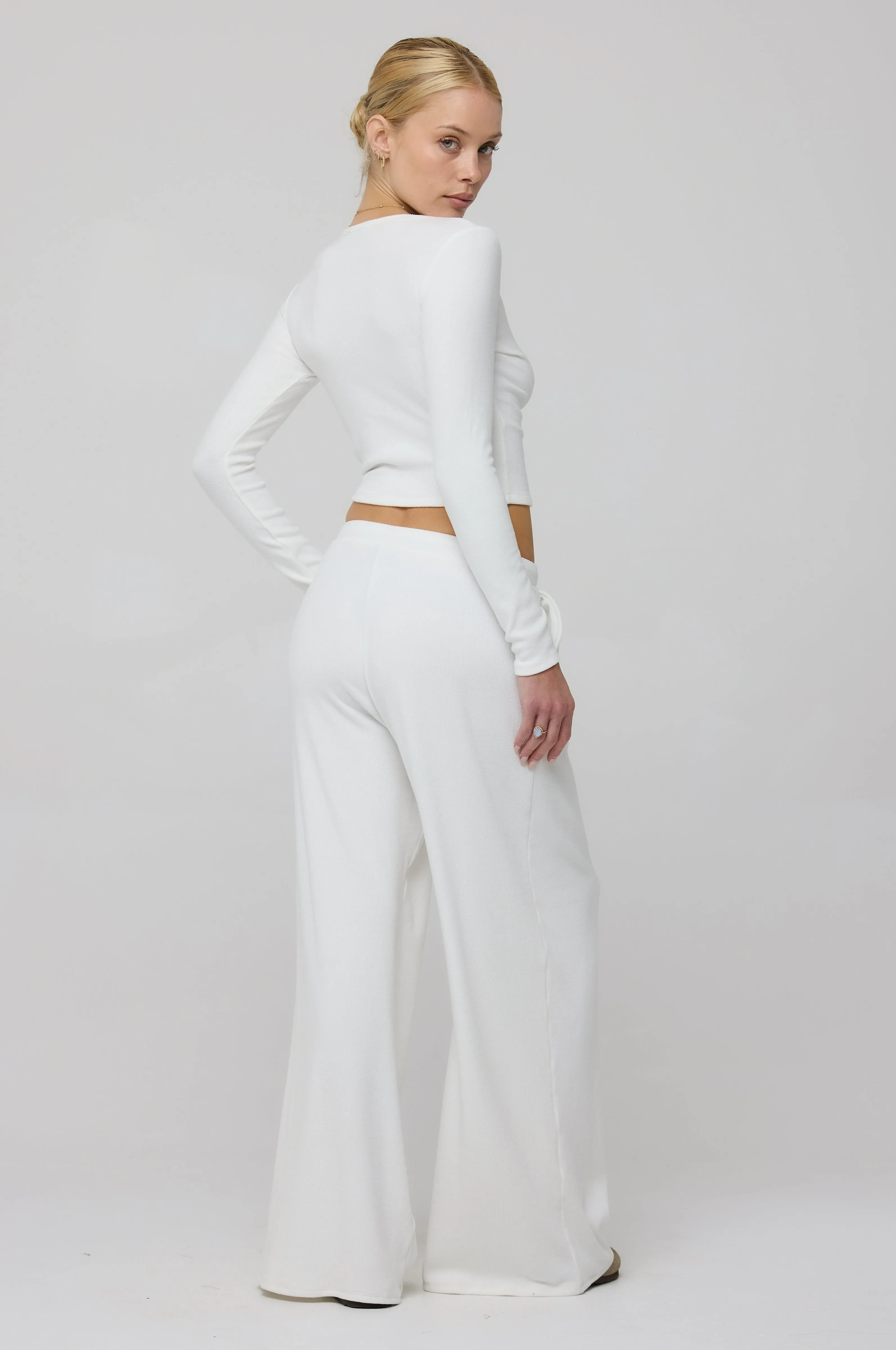 Chase Rib Pant in White