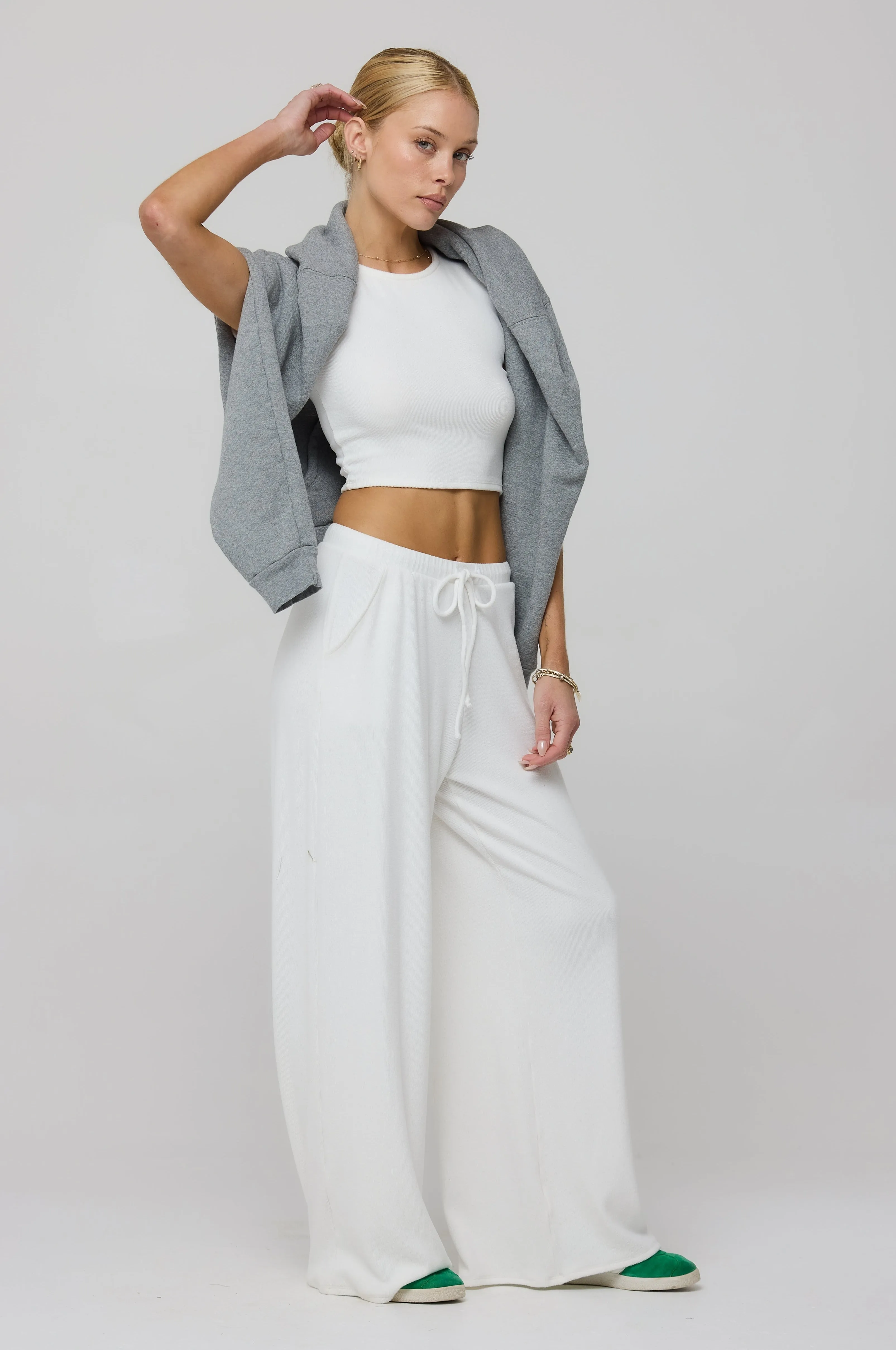 Chase Rib Pant in White