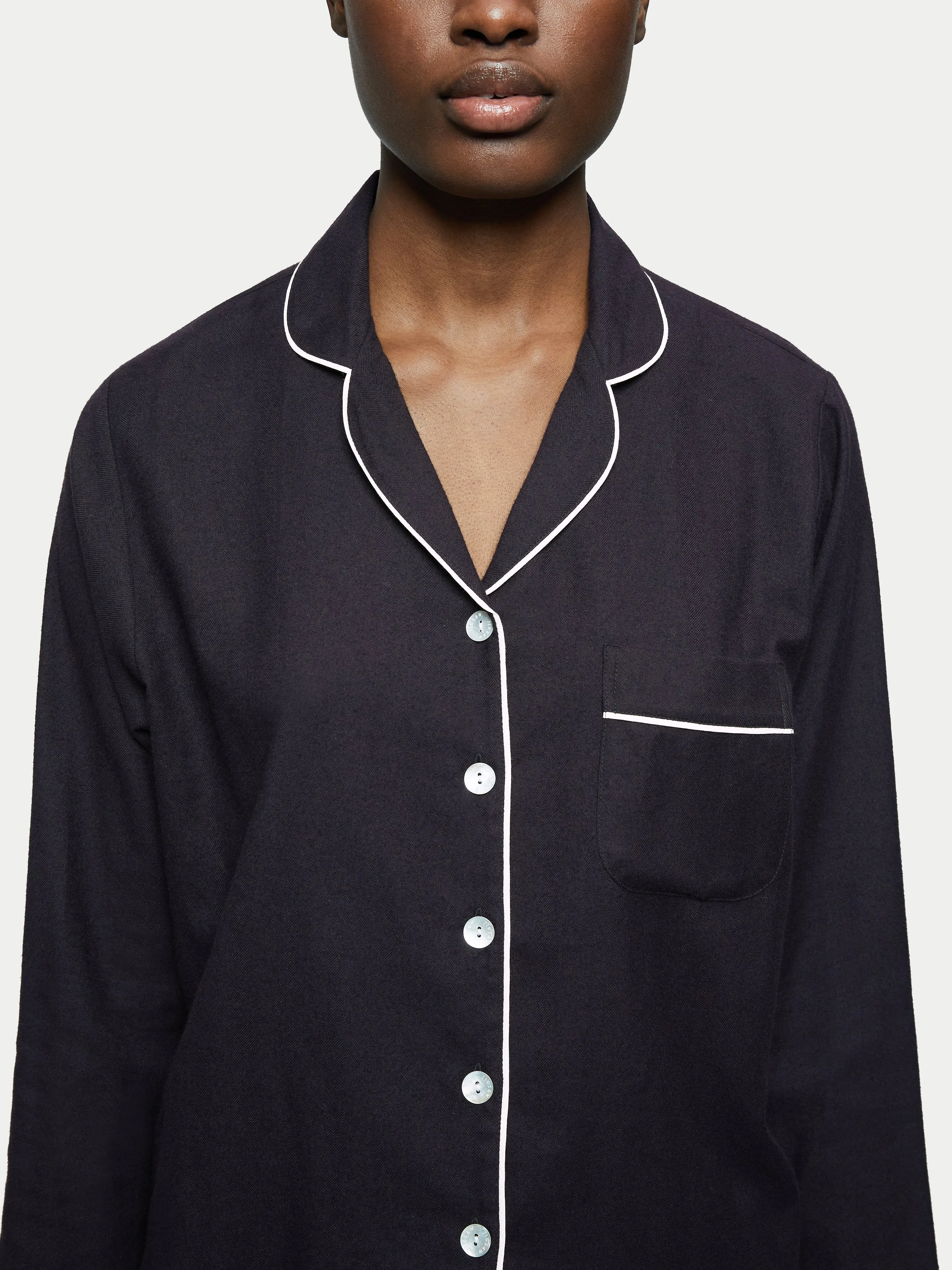 Cotton Herringbone Pyjama | Dark Navy