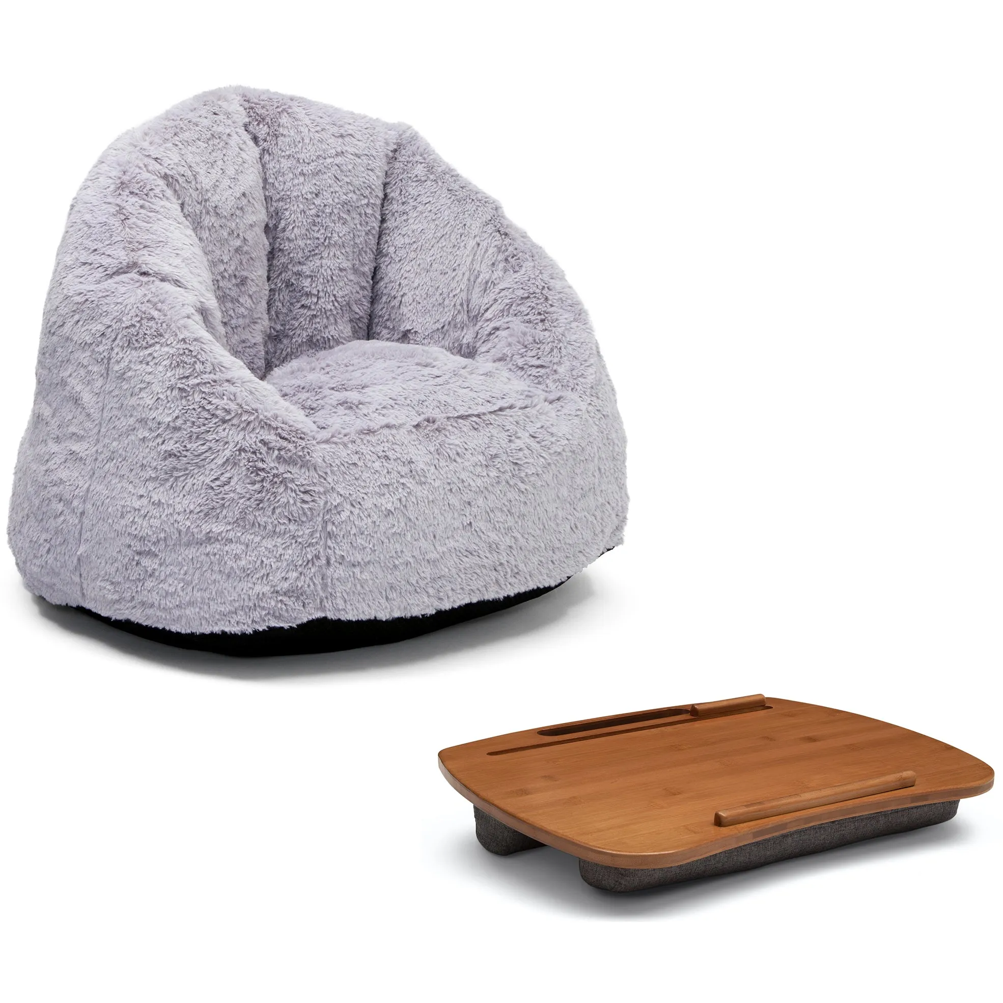 Cozee Fluffy Chair and Bamboo Lap Desk Set