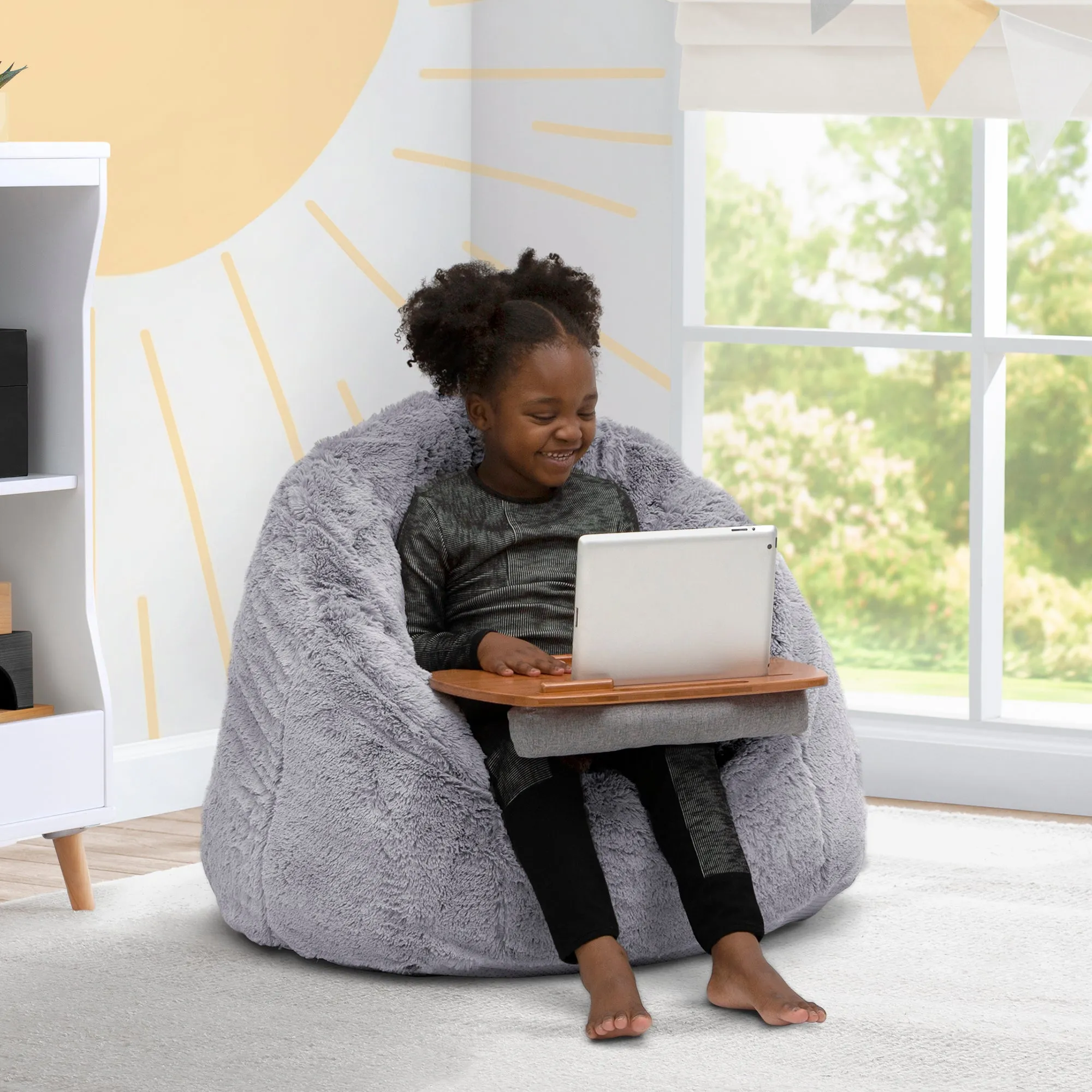 Cozee Fluffy Chair and Bamboo Lap Desk Set