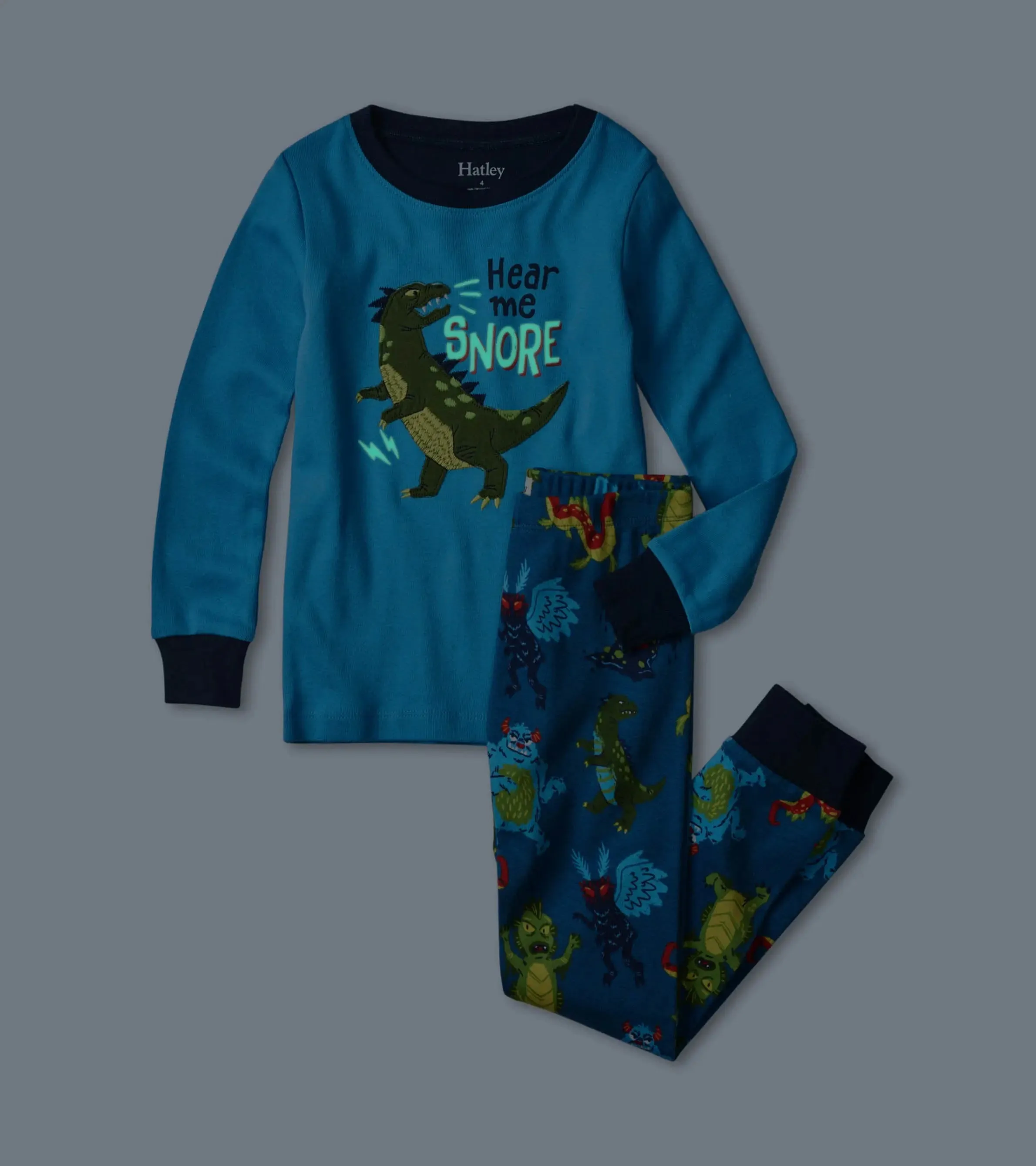 Creepy Cryptids Glow In The Dark Applique Pajama Set | Hatley