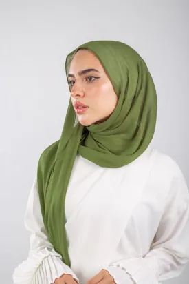 Crinkle Modal Hijab -Olive